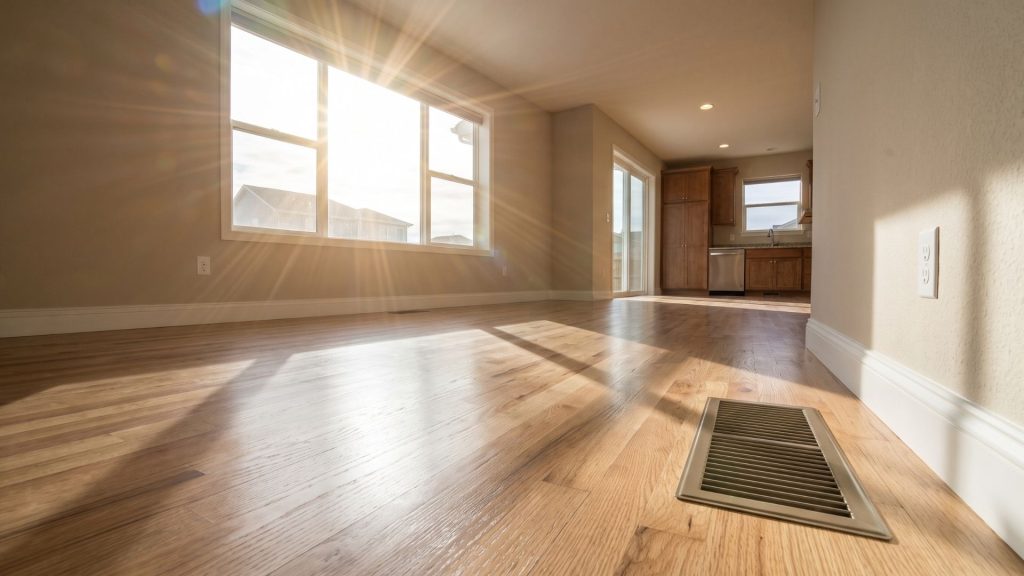 sun shining in through a house window